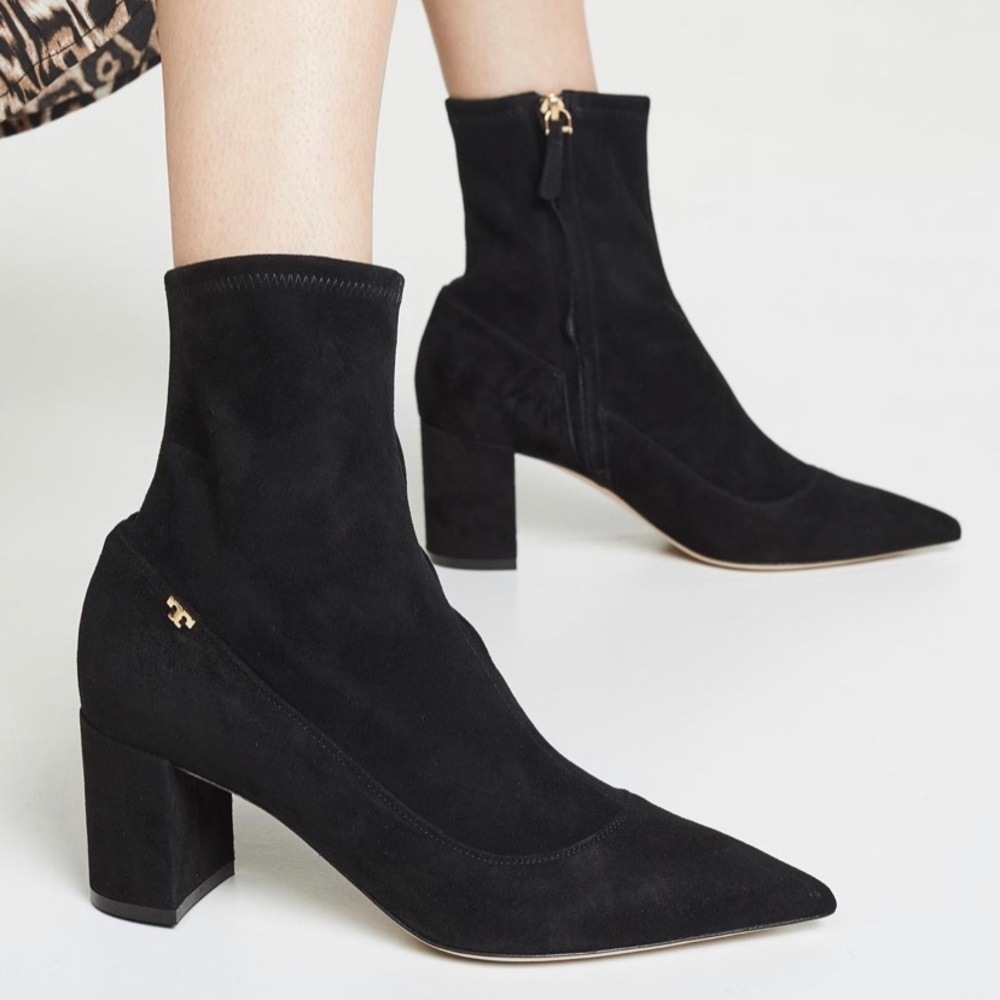 Tory Burch Penelope suede bootie black